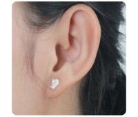 Christmas Mitten with CZ Silver Stud Earrings STS-5520